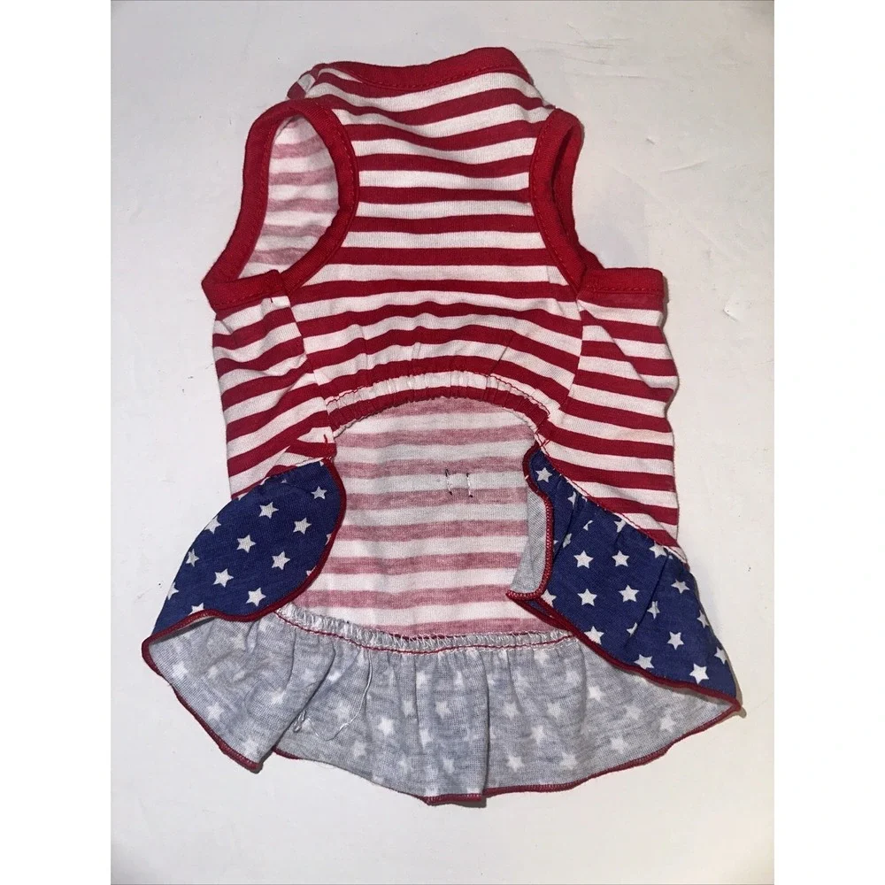 Dog Dress With Stars Red White Navy XS